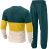 image:imageUOUA Mens 2 Piece Sweatsuits Outfits Color Block Loungewear amp Joggers Sweatpants Casual Track Suits SetGreenblockyellow