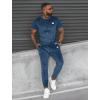 image:imageUOUA Mens 2 Piece Sweatsuits Outfits Short Sleeve Pullover Loungewear amp Joggers Sweatpants Summer Casual Track Suits Set Blue M 3XL