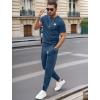 image:imageUOUA Mens 2 Piece Sweatsuits Outfits Short Sleeve Pullover Loungewear amp Joggers Sweatpants Summer Casual Track Suits Set Blue M 3XL