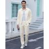 image:imageUOUA Mens 2 Piece Tracksuits Set Casual Jacquard Sweatsuits Outfits FullZip Jakcet amp Loose Jogging PantsBeige