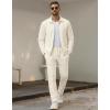 image:imageUOUA Mens 2 Piece Tracksuits Set Casual Jacquard Sweatsuits Outfits FullZip Jakcet amp Loose Jogging PantsBeige