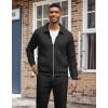 image:imageUOUA Mens 2 Piece Tracksuits Set Casual Jacquard Sweatsuits Outfits FullZip Jakcet amp Loose Jogging PantsBlack