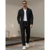 image:imageUOUA Mens 2 Piece Tracksuits Set Casual Jacquard Sweatsuits Outfits FullZip Jakcet amp Loose Jogging PantsBlack