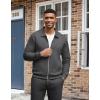 image:imageUOUA Mens 2 Piece Tracksuits Set Casual Jacquard Sweatsuits Outfits FullZip Jakcet amp Loose Jogging PantsDark Grey