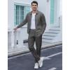 image:imageUOUA Mens 2 Piece Tracksuits Set Casual Jacquard Sweatsuits Outfits FullZip Jakcet amp Loose Jogging PantsDark Grey
