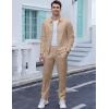 image:imageUOUA Mens 2 Piece Tracksuits Set Casual Jacquard Sweatsuits Outfits FullZip Jakcet amp Loose Jogging PantsKhaki