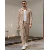 image:imageUOUA Mens 2 Piece Tracksuits Set Casual Jacquard Sweatsuits Outfits FullZip Jakcet amp Loose Jogging PantsKhaki
