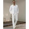 image:imageUOUA Mens 2 Piece Tracksuits Set Casual Jacquard Sweatsuits Outfits FullZip Jakcet amp Loose Jogging PantsWhite