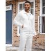 image:imageUOUA Mens 2 Piece Tracksuits Set Casual Jacquard Sweatsuits Outfits FullZip Jakcet amp Loose Jogging PantsWhite