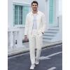 image:imageUOUA Mens 2 Piece Tracksuits Set Casual Jacquard Sweatsuits Outfits FullZip Jakcet amp Loose Jogging PantsWhite