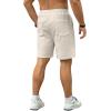 image:imageUOUA Mens Casual 7 Shorts Drawstring Elastic Waist Texture Summer Beach Sweat Shorts with PocketsApricot