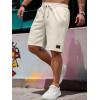 image:imageUOUA Mens Casual 7 Shorts Drawstring Elastic Waist Texture Summer Beach Sweat Shorts with PocketsApricot