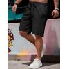 image:imageUOUA Mens Casual 7 Shorts Drawstring Elastic Waist Texture Summer Beach Sweat Shorts with PocketsBlack