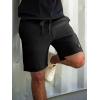 image:imageUOUA Mens Casual 7 Shorts Drawstring Elastic Waist Texture Summer Beach Sweat Shorts with PocketsBlack