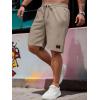 image:imageUOUA Mens Casual 7 Shorts Drawstring Elastic Waist Texture Summer Beach Sweat Shorts with PocketsKhaki