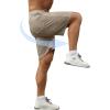 image:imageUOUA Mens Casual 7 Shorts Drawstring Elastic Waist Texture Summer Beach Sweat Shorts with PocketsKhaki