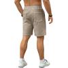 image:imageUOUA Mens Casual 7 Shorts Drawstring Elastic Waist Texture Summer Beach Sweat Shorts with PocketsKhaki