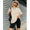 image:imageUOUA Mens Graphic Tees Vintage TShirts Oversized Letter Print Casual Crewneck Cotton Top Short Sleeve Rapper StreetwearPlain Apricot