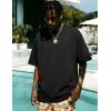 image:imageUOUA Mens Graphic Tees Vintage TShirts Oversized Letter Print Casual Crewneck Cotton Top Short Sleeve Rapper StreetwearPlain Black