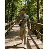 image:imageUOUA Mens Polo Shirt Quarter Zip Tops Soild Casual Geometric Texture Long Sleeve Sweaters Pullover Golf SweatshirtsArmy Green