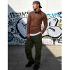 image:imageUOUA Mens Polo Shirt Quarter Zip Tops Soild Casual Geometric Texture Long Sleeve Sweaters Pullover Golf SweatshirtsBrown