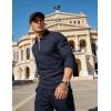 image:imageUOUA Mens Polo Shirt Quarter Zip Tops Soild Casual Geometric Texture Long Sleeve Sweaters Pullover Golf SweatshirtsNavy Blue