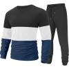 image:imageUOUA Mens 2 Piece Sweatsuits Outfits Color Block Loungewear amp Joggers Sweatpants Casual Track Suits SetDarkgreyblockwhite