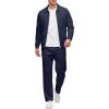 image:imageUOUA Mens 2 Piece Tracksuits Set Casual Jacquard Sweatsuits Outfits FullZip Jakcet amp Loose Jogging PantsNavy Blue