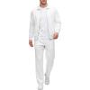 image:imageUOUA Mens 2 Piece Tracksuits Set Casual Jacquard Sweatsuits Outfits FullZip Jakcet amp Loose Jogging PantsWhite