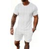 image:imageUOUA Mens Summer Track Suits 2 Piece Shorts Sets Casual OutfitWhite