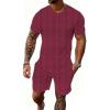 image:imageUOUA Mens Summer Track Suits 2 Piece Shorts Sets Casual OutfitWine