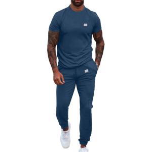 image:imageUOUA Mens 2 Piece Sweatsuits Outfits Short Sleeve Pullover Loungewear amp Joggers Sweatpants Summer Casual Track Suits Set Blue M 3XL
