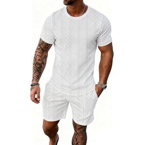 image:imageUOUA Mens Summer Track Suits 2 Piece Shorts Sets Casual OutfitWhite