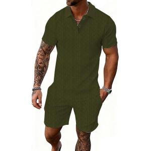 image:imageUOUA Mens Summer Track Suits 2 Piece Shorts SetsArmygreen