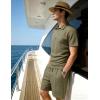 image:imageUOUA Mens Summer Track Suits 2 Piece Shorts Sets Short Sleeve Sweatsuit Outfits 14 Zip Golf Polo Shirts LoungewearArmy Green