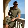 image:imageUOUA Mens Summer Track Suits 2 Piece Shorts Sets Short Sleeve Sweatsuit Outfits 14 Zip Golf Polo Shirts LoungewearArmy Green