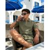 image:imageUOUA Mens Summer Track Suits 2 Piece Shorts Sets Short Sleeve Sweatsuit Outfits 14 Zip Golf Polo Shirts LoungewearArmy Green