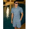 image:imageUOUA Mens Summer Track Suits 2 Piece Shorts Sets Short Sleeve Sweatsuit Outfits 14 Zip Golf Polo Shirts LoungewearDenim Blue