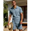 image:imageUOUA Mens Summer Track Suits 2 Piece Shorts Sets Short Sleeve Sweatsuit Outfits 14 Zip Golf Polo Shirts LoungewearDenim Blue