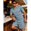 image:imageUOUA Mens Summer Track Suits 2 Piece Shorts Sets Short Sleeve Sweatsuit Outfits 14 Zip Golf Polo Shirts LoungewearDenim Blue