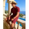 image:imageUOUA Mens Summer Track Suits 2 Piece Shorts Sets Short Sleeve Sweatsuit Outfits 14 Zip Golf Polo Shirts LoungewearWine