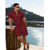 image:imageUOUA Mens Summer Track Suits 2 Piece Shorts Sets Short Sleeve Sweatsuit Outfits 14 Zip Golf Polo Shirts LoungewearWine