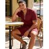 image:imageUOUA Mens Summer Track Suits 2 Piece Shorts Sets Short Sleeve Sweatsuit Outfits 14 Zip Golf Polo Shirts LoungewearWine