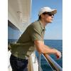 image:imageUOUA Mens Zipper Polo Shirts Short Sleeve Sweatshirts Soild Color Tops Striped Texture Casual Golf TArmy Green