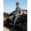 image:imageUOUA Mens Zipper Polo Shirts Short Sleeve Sweatshirts Soild Color Tops Striped Texture Casual Golf TDenim Blue