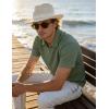 image:imageUOUA Mens Zipper Polo Shirts Short Sleeve Sweatshirts Soild Color Tops Striped Texture Casual Golf TLight Green