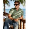image:imageUOUA Mens Zipper Polo Shirts Short Sleeve Sweatshirts Soild Color Tops Striped Texture Casual Golf TLight Green