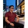 image:imageUOUA Mens Zipper Polo Shirts Short Sleeve Sweatshirts Soild Color Tops Striped Texture Casual Golf TWine