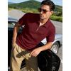 image:imageUOUA Mens Zipper Polo Shirts Short Sleeve Sweatshirts Soild Color Tops Striped Texture Casual Golf TWine