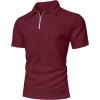 image:imageUOUA Mens Zipper Polo Shirts Short Sleeve Sweatshirts Soild Color Tops Striped Texture Casual Golf TWine